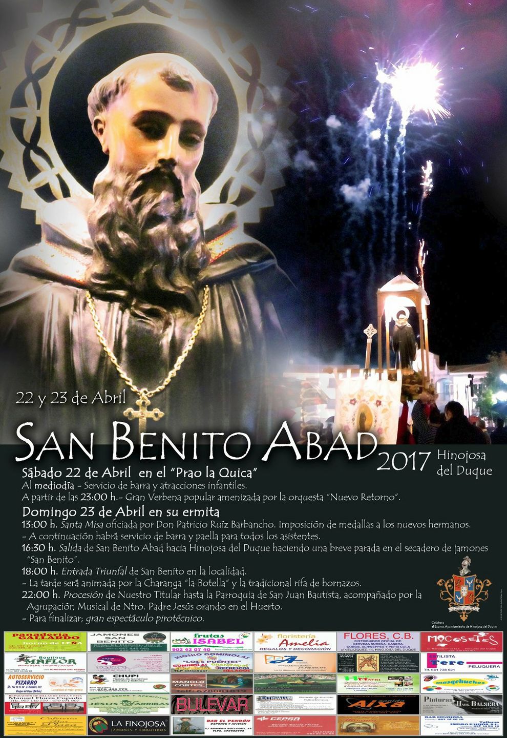 Cartel de Despedida de honor y Romería a San Benito abad 2017